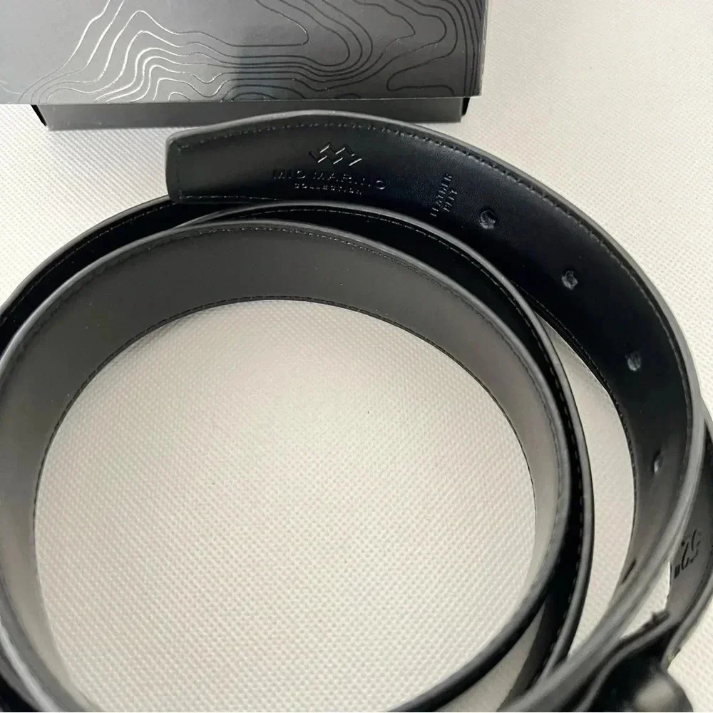 Mio Marino Belt Men's Classy Prong Buckle Leather Belt Black Size 52